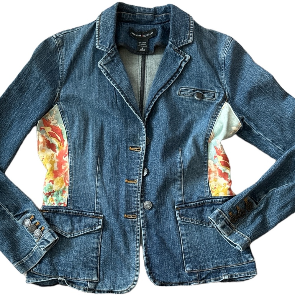 Size 4 denim patchwork blazer